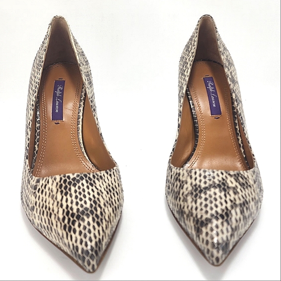 RALPH LAUREN PURPLE LABEL Heels, leather, animal print approx. 3.25”, size 9.5 - Picture 5 of 13